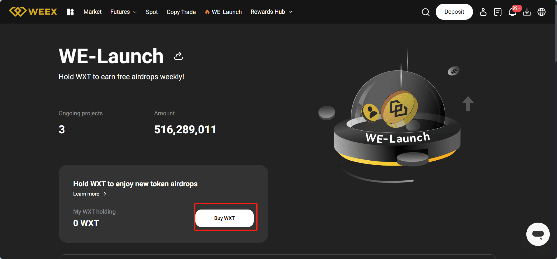 WEEX We-Launch: شراء WXT