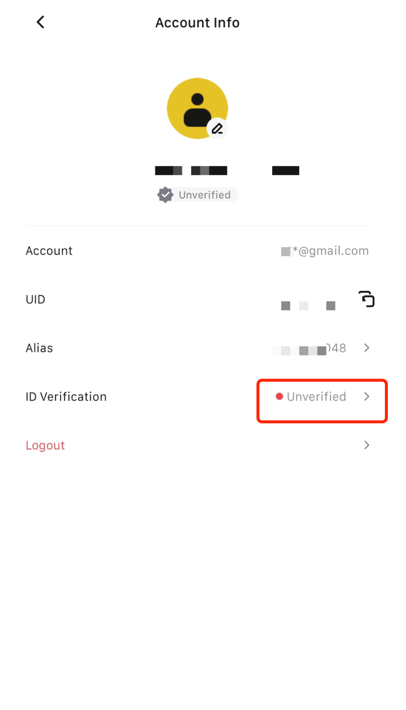 ابحث عن بند التحقق من الهوية (KYC)